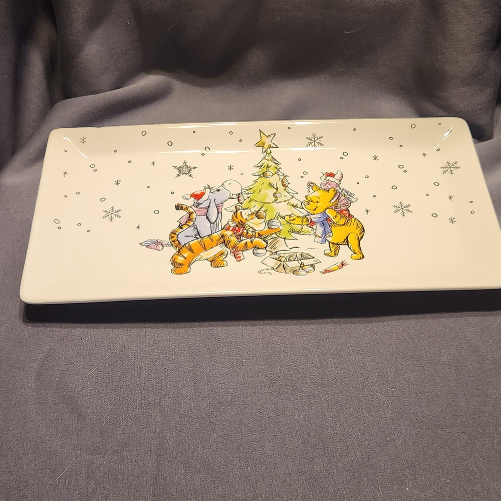 Disney Winnie the Pooh and Friends Decorating the Christmas Tree Square Plater